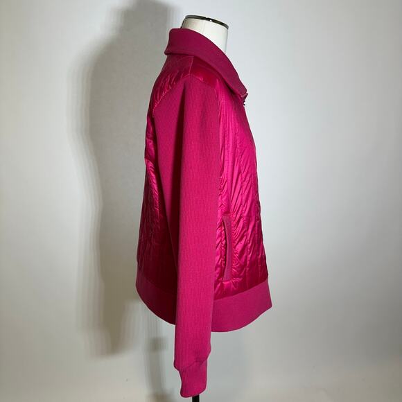 Bernardo Pink Mixed Media Wave Quilted/Knit Jacket Full Zip Womens Size Large L - Picture 3 of 12